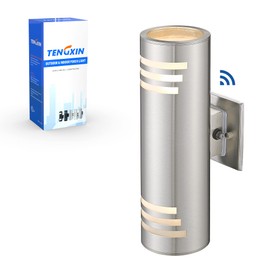 TENGXIN Dusk to Dawn Outdoor Wall Lights,Exterior Wall Light Fixture with Stainless Steel Cylinder,Sensor Lights for Outside,Waterproof.