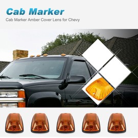 Partsam 5X Cab Roof Marker Amber Cover 264159AM + 5X Base Compatible with C1500 C2500 C3500 K1500 K2500 K3500 1988 1989 1990 1991 1992 1993 1994 1995 1996 1997 1998 1999 2000 2001 2002