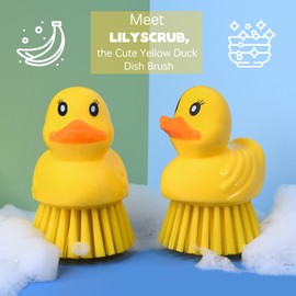 GTOTd Cute Ducky Washing Dish Brush（2 Packs） Deep Clean for Kitchen Sink Bathroom Vegetable Household Cleaning Enjoy Housework with Kids