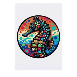 'Pop Art Seahorse' Temporary Tattoo - Water Resistant, Skin-Safe, Non-Toxic Transfer (TO00073431)