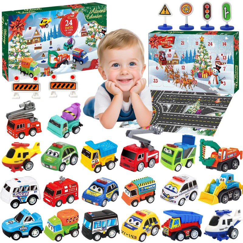 2026 Advent Calendar for Kids Boys, 24 Days Toy Cars