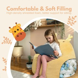 COMAX Bean Bag Chairs for Kids, Toddler BeanBag Sofa with Filler Bean Couch Stuffed for Boys and Girls, Lazy Floor Chair for Playroom, Nursery Room, Deer