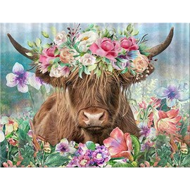 Diamond Painting Kits for Adults - Diamond Art Kits for Kids Beginner DIY 5D Full Drill Crystal Rhinestone Arts and Crafts - Gem Art Painting with Diamonds Dots Home Wall Decor Cow 11.8x15.7inch