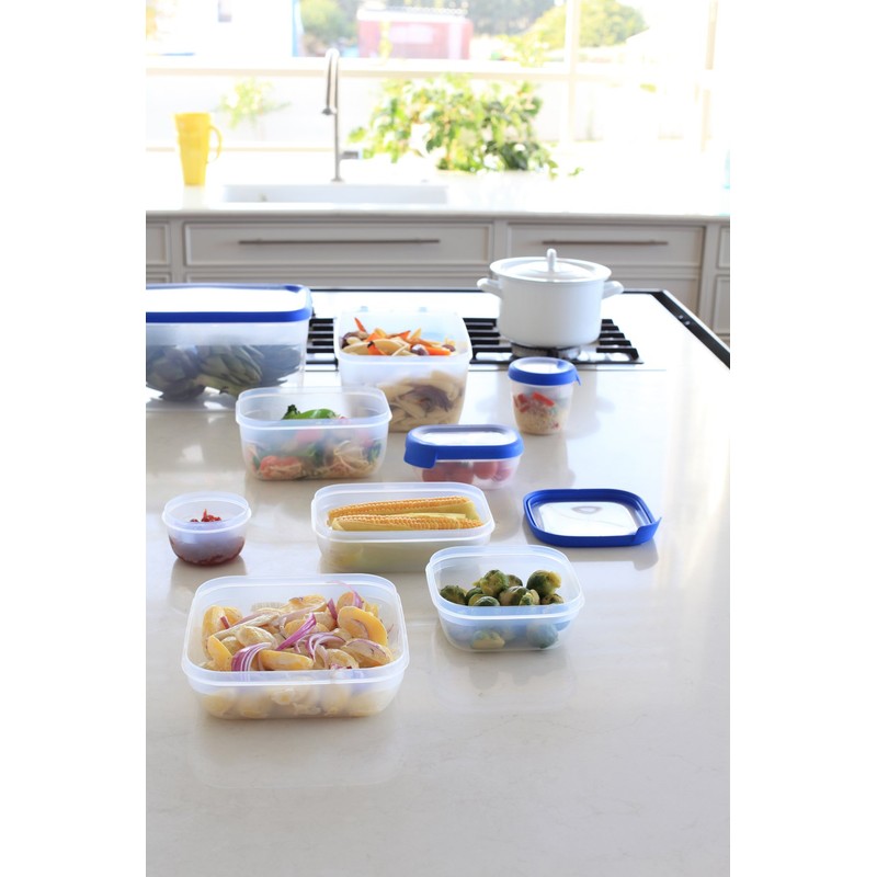 Curver 00009-082-00 Rechteckige Frischhaltedose New Grand Chef, 2,6L, transparent/blau