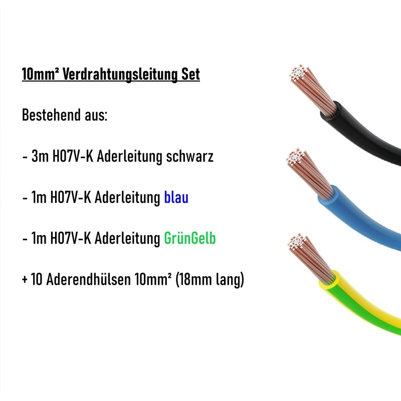 CusoTec Wiring Cable Set, 10 mm² Single Core Cable Wiring
