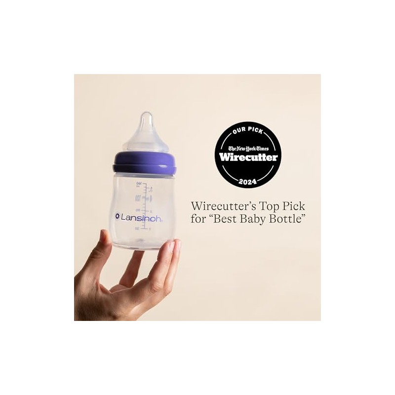 Lansinoh Biberones con Tetina Natural Wave, Transparente, 5 Oz, Paquete