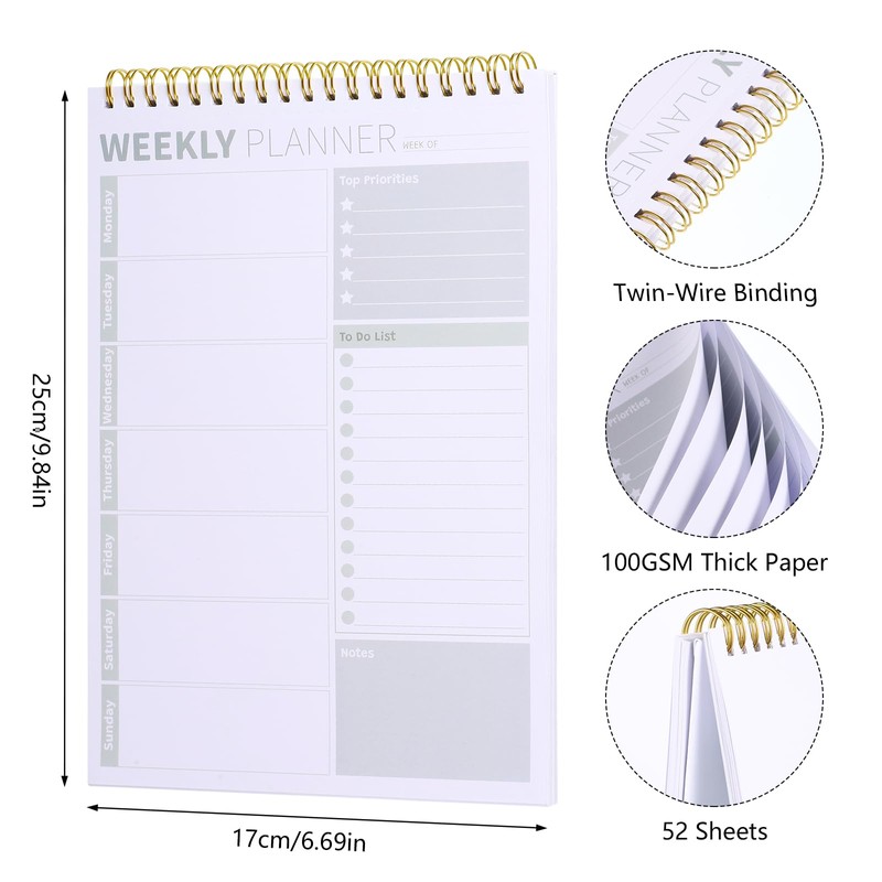 Thboxes Undated Weekly Planner Pad, 52 Sheets To Do List