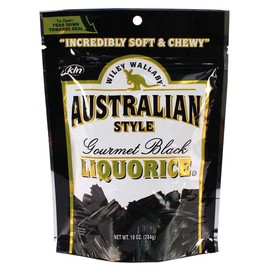 Wiley Wallaby Australian Style Licorice, Black, CASE (10 x 10 oz. bags)