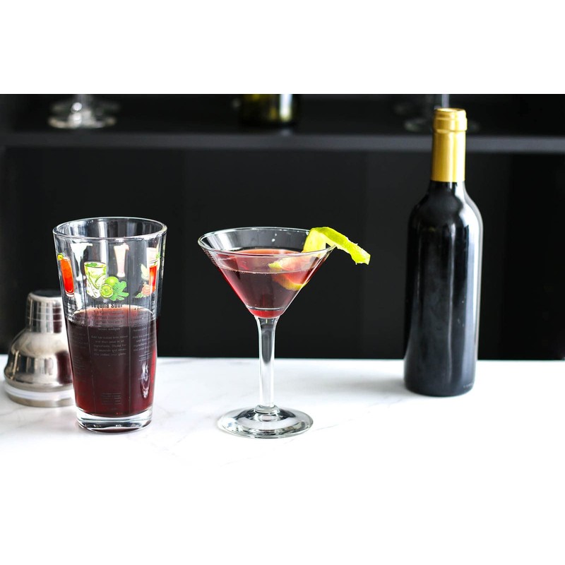 14 oz Recipe Glass Cocktail Shaker With Strainer Top -