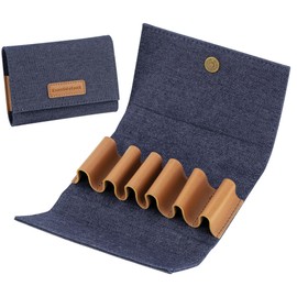 CAIRIAC Essential Oil Carrying Bag, Holds 6 Bottles (5mL-10mL Roller Bottles), Travel Essential Oil Bag for Purse, Portable Organizer Holder for Essential Oils, Perfume, Lipstick, Lip Balm (Blue)