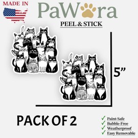 Tuxedo Cat Sticker Pack of 2 – 5-Inch Black and White Vinyl Cat Decals for Laptop, Car, Water Bottle, Phone, Notebook – Cute Peel and Stick Waterproof Removable Animal