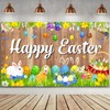 Happy Easter Decorations Easter Backdrops Photography Banner Bunny Grassland Rustic Wood Background Eggs Banner for Jesus Easter Spring Party Decorations, 70.8 x 43.3 Inch
