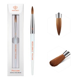 Modelones Pro Luxe Acrylic Nail Brush, 100% Pure Kolinsky Sable Hair Acrylic Powder Application Brushes Oval Crimped Shaped Sturdy Ergonomic Handle for 3D Nail Art Professional DIY Use Size 8