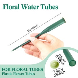 150 Pcs Floral Water Tubes Plastic Green Floral Tubes with Rubber Caps Fresh Flower Water Tubes Flower Arrangements Supplies for Bouquet Stem Supplies, 6 Inches