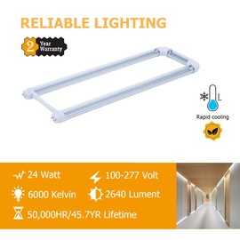 WAHADI 12-Pack T8 U Bend LED Tube Light 2FT 24W (60W Equivalent) U Shaped Bulb 6000K Daylight White 2640lm for Fluorescent Replacement, Dual-End Powered