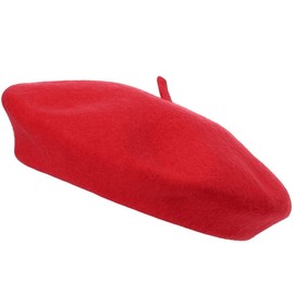 COSHAL® Adult Wool Beret Hat for Men Women French Style Plain Classic Color Unisex Soft Warm Outdoor Vintage Artist Beanie Unisex Cap, red
