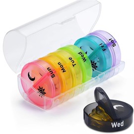 Pastillero semanal 2 veces al día, Pastilleros para Medicamentos de 7 Días, Organizador de Pastillas y Grande con 14 Compartimentos, Pill Organizer de Viaje Impermeable con Tapa