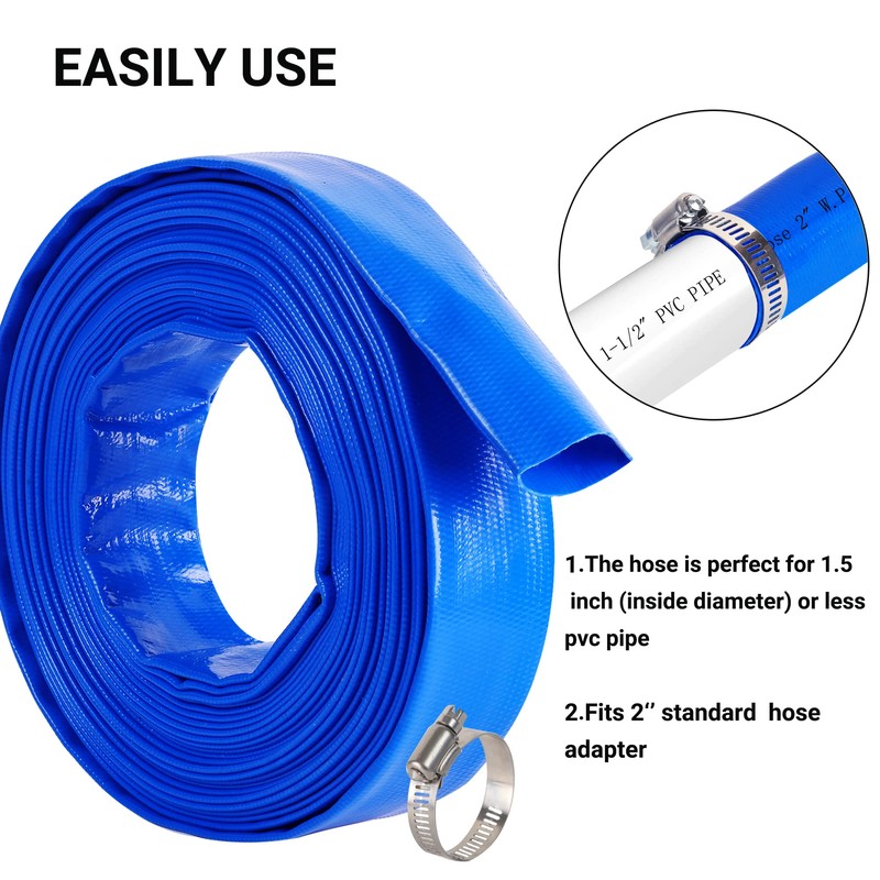 Geowaky 1-1/2" (Flat 2.6’’ width) x 100 FT Pool Backwash