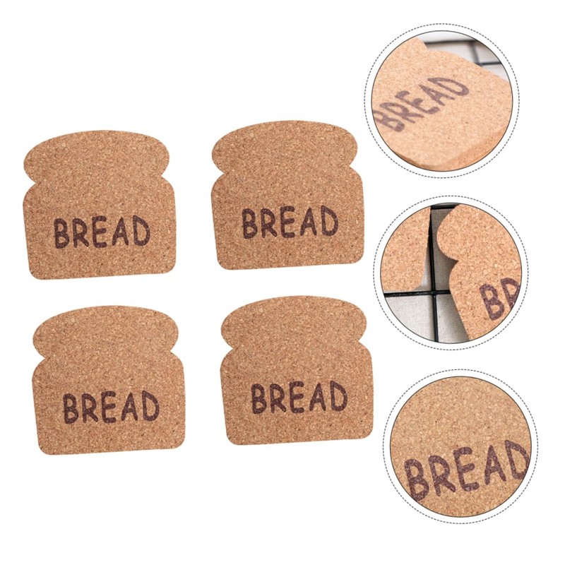 Ciieeo 1set Wooden Cup Pads Heat Resistant Cork Coasters Bread