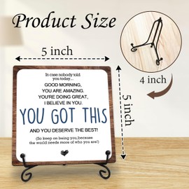 5 Inch Modern Wooden Decoration With Metal Support - Inspirational Saying Wooden Plaque - Tabletop Shelf Decor For Home Office - Gift For Family Friends Coworkers - You Got This - B01
