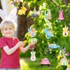 WEINIBAO Wooden Easter Pendants, Pack of 24 Wooden Easter Pendants,