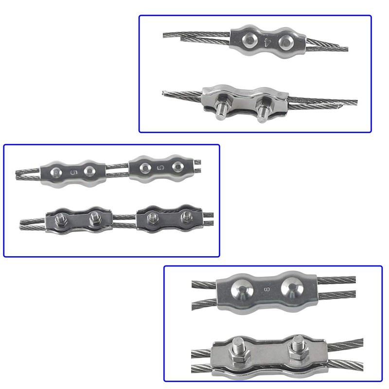 Rshuhx M4 Duplex Clamp 304 Stainless Steel Heavy Duty Wire