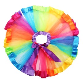 traderplus Rainbow T-Shirt and Ballet Tutu Skirt with Hair Bows Set for Baby Girls (7-9 Years)
