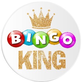 Bingo King - 3 Inch Circle Sticker 3" x 3" - Lucky Winner Player Game
