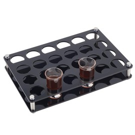 NBEADS 24 Shot Glass Tray Holder, Black Bar Acrylic Shot Glasses Holders Wine Glass Cup Serving Tray Cups Organizer Shot Glass Display for Party Bar Club, Hole: 1.5 Inch