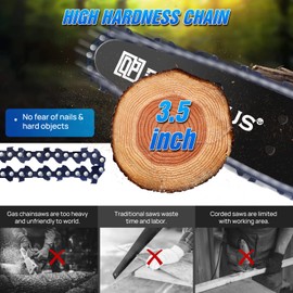 6 inch Brushless Mini Chainsaw,21V Cordless Powerful Chainsaw,600W Electric Handheld Chain Saw with 1 Rechargeable Battery & 2 Chains,for Branch Pruning Tree Trimming Wood Cutting