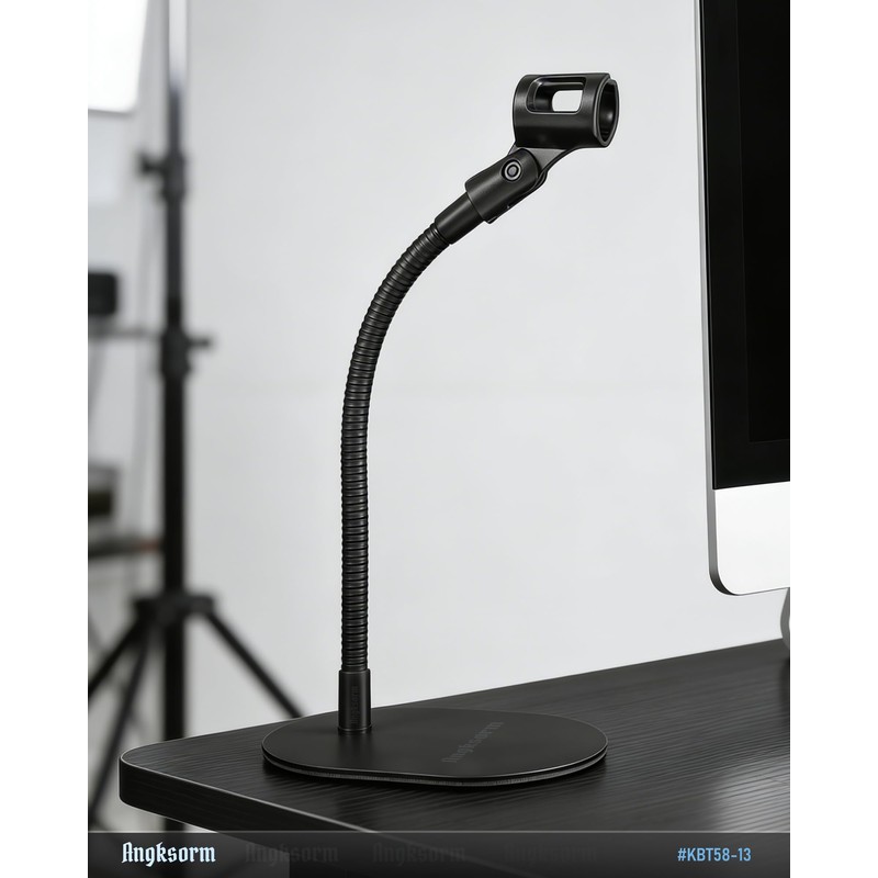 Angksorm 13-Inch Desktop Gooseneck Microphone Stand, Weighted Metal Base