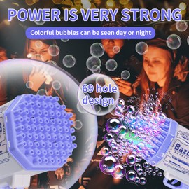 Bubble Gun, Bazooka Bubble Gun, 69 Holes Bubble Machine Gun with 4 Bottles of Bubble Liquid, Bubble Launcher Toys Gifts for Adults Children Playing and Indoor Outdoor Party