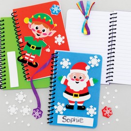 Baker Ross FE994 Christmas Mini Christmas Notebook Book for Kids - Pack of 4, Small Notepad for Kids, Party Bag Fillers for Kids