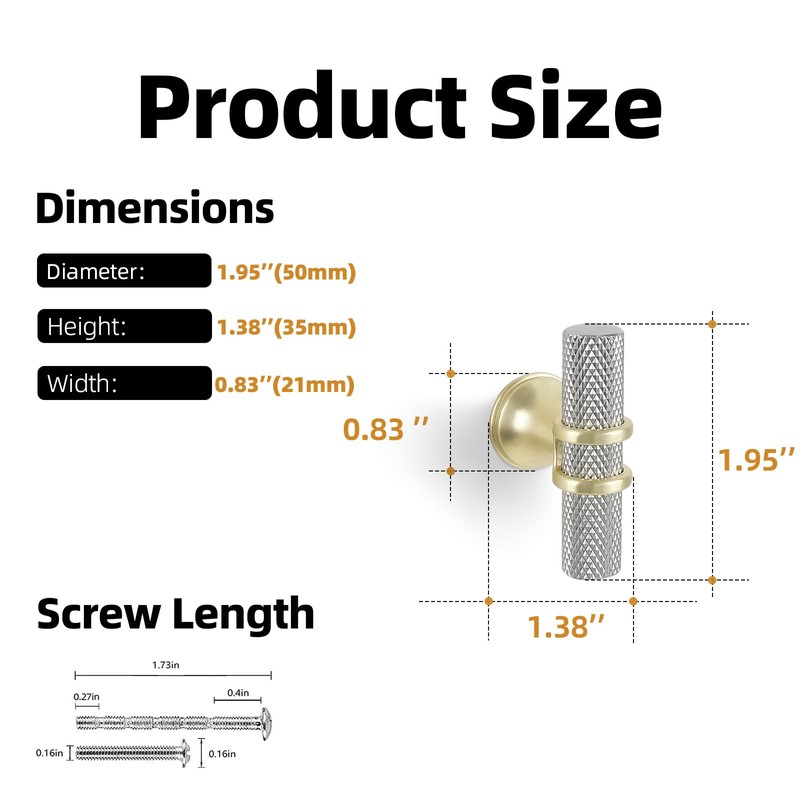 KOMOTIA 20 Pack Cabinet knurled Knobs Brushed Satin Nickel and