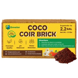 Coco Coir for Plants Envelor 2.2 Gallons Compressed Coconut Coir Bricks 1.5 lb. Coconut Coir Bulk Low EC pH Balanced Natural Coco Peat for Indoor and Outdoor Gardening Potting Soil
