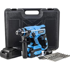 NEIKO 10882A Cordless Rotary Hammer Drill, Includes 20-Volt Li-ion Rechargeable Battery, Fast Charger, SDS Plus Hammer Drill, Heavy Duty Brushless Demolition Hammer, Cordless Hammer Drill, Rotohammer