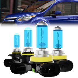 LECCIBUB Headlight Bulbs Fit For Ford Transit-150 2016-2023, 9005 High Beam + H11 Low Beam Halogen Bulb, 6000K White Light, Plug and Play, Pack of 4