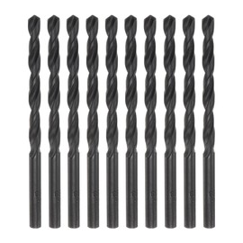 sourcing map 10pcs Jobber Drill Bits 4.8mm (1/5") Nitride Coated High Speed Steel (HSS) 4241 Twist Drill Bits for Stainless Steel Copper Aluminum Alloy Metal Wood Plastic, Black