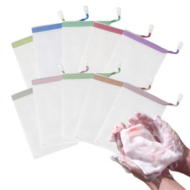 LKCCTK Foaming Net, Facial Cleansing Net, 10 Pieces, Mesh Material, Easy to Make Foam, Deep Foam, For Facial Cleansing, Bath, Random Colors (2)