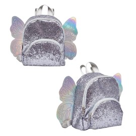 Girls Fashion Glitter Shinny Fairy bag Sparkly Silver Black Butterfly Backpack Travel bag, Multicolor, 24CM