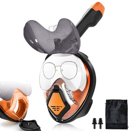 Full Face Snorkel Mask Adult with Foldable Sunglasses, 180° View Snorkeling Scuba Diving Mask with Detachable Camera Mount, Anti-Fog Anti-Leak and Free Breathing, Extended Call Functionality