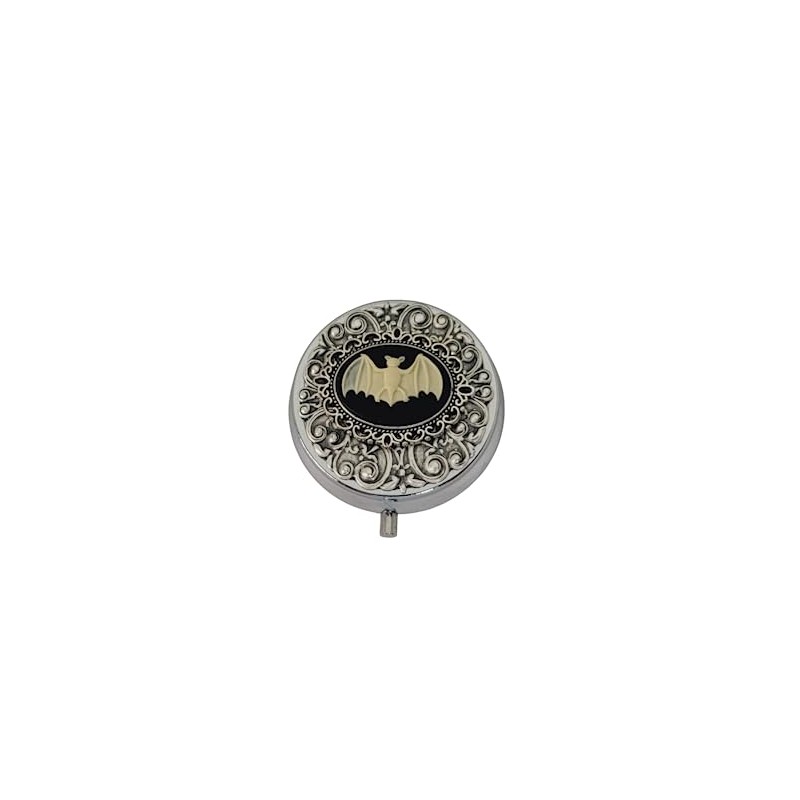 Handmade Silver Gothic Bat Cameo Pill Box