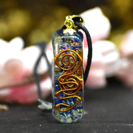Orgonite Shop Lapis Lazuli Protection Orgonite Pipe Shape Pendant/Orgone Pendant Necklace With Chakra Crystals For Energy Generator