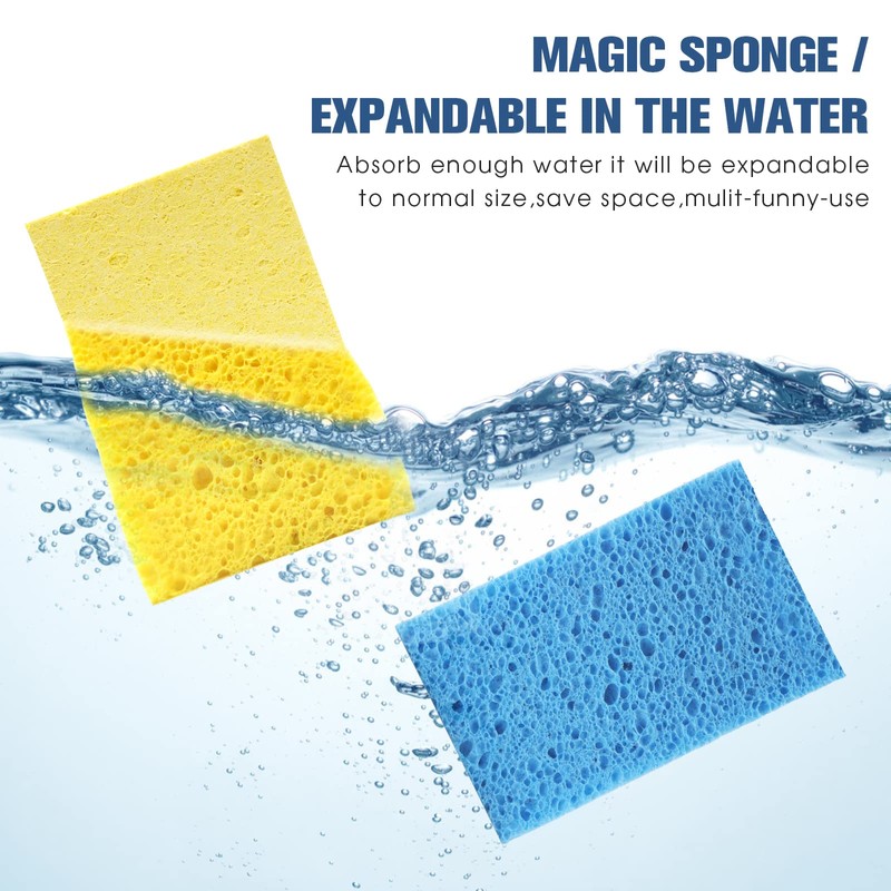 Compressed Cellulose Kitchen Sponges 12Pack，Non-Scratch Biodegradable Natural Colorful Sponge Scrub