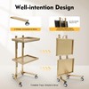 2 Tier Gold Metal Rolling Cart, 33.8 in Folding Salon