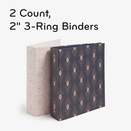 U Brands Eco-Conscious 2" Binders, Set of 2, Celestial Boho Prints, Silver Metal O-Rings
