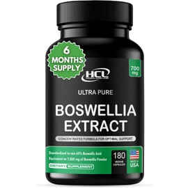 HCL HERBAL CODE LABS Boswellia Serrata Extract Capsules 65% Boswellic Acid 700mg Equal to 7000mg Resin Powder, Extra Strength & Superior Absorption, 6 Month Supply 180 Vegan Capsules Non-GMO