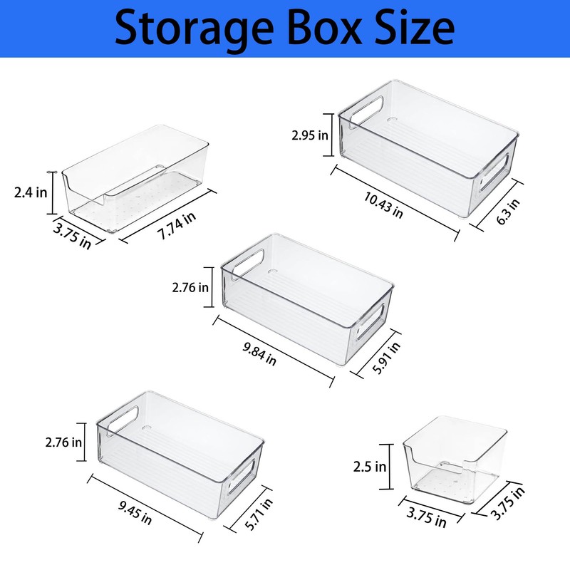 Fridge Organisers, Storage Box, Kitchen Organisers Set Pantry Storage Container