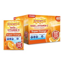 Emergen-C 1000 mg de vitamina C en polvo para apoyo inmunológico diario, suplementos de vitamina C sin cafeína con zinc y manganeso, vitaminas B y ele