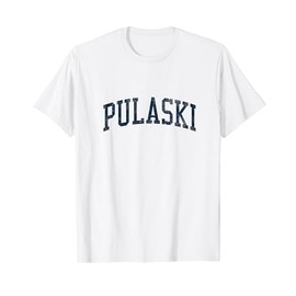 Pulaski NY Vintage Athletic Sports JSN2 Navy Print T-Shirt